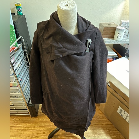 Allsaints wrap wool coat with clasp closure - Picture 2 of 7